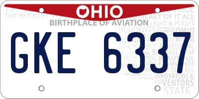 OH license plate GKE6337