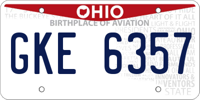 OH license plate GKE6357