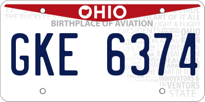 OH license plate GKE6374