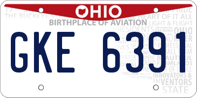 OH license plate GKE6391
