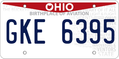 OH license plate GKE6395