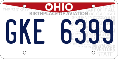 OH license plate GKE6399