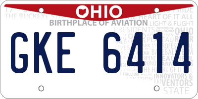 OH license plate GKE6414