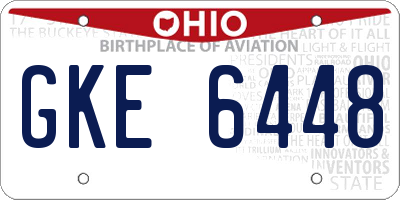 OH license plate GKE6448
