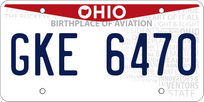 OH license plate GKE6470
