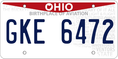 OH license plate GKE6472