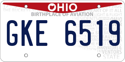 OH license plate GKE6519