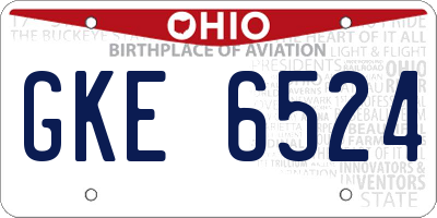 OH license plate GKE6524