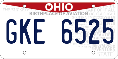 OH license plate GKE6525