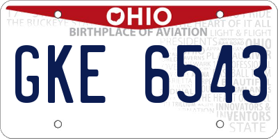 OH license plate GKE6543