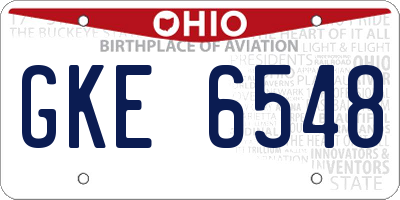 OH license plate GKE6548
