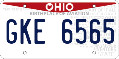 OH license plate GKE6565