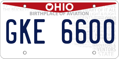 OH license plate GKE6600