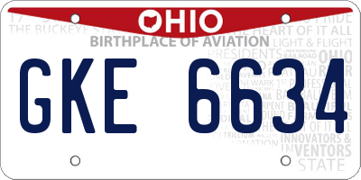 OH license plate GKE6634