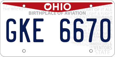 OH license plate GKE6670