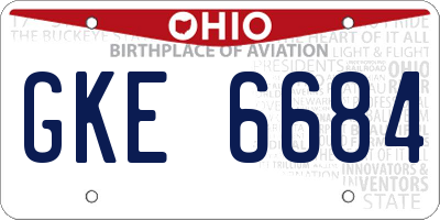 OH license plate GKE6684