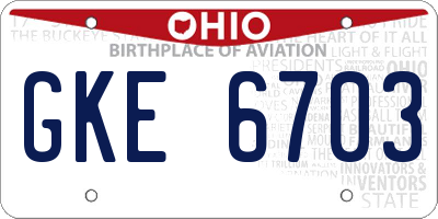 OH license plate GKE6703