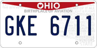 OH license plate GKE6711