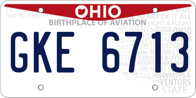 OH license plate GKE6713