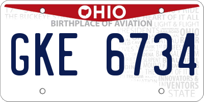 OH license plate GKE6734