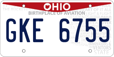 OH license plate GKE6755
