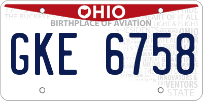 OH license plate GKE6758
