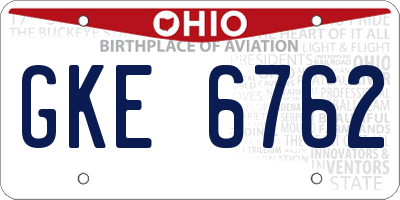 OH license plate GKE6762