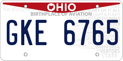OH license plate GKE6765