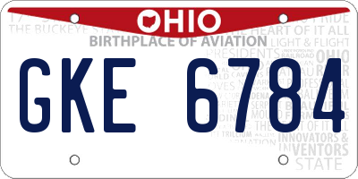 OH license plate GKE6784