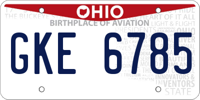 OH license plate GKE6785