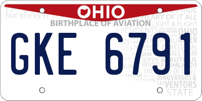 OH license plate GKE6791