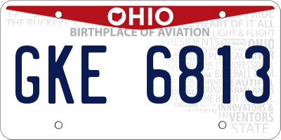 OH license plate GKE6813