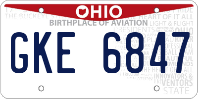 OH license plate GKE6847