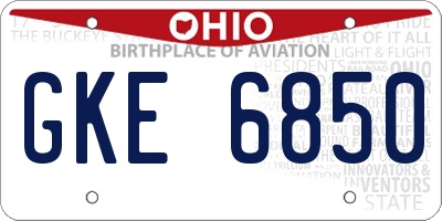 OH license plate GKE6850
