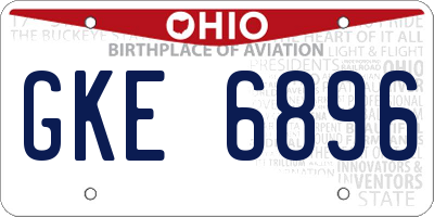 OH license plate GKE6896