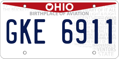 OH license plate GKE6911