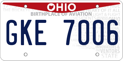 OH license plate GKE7006