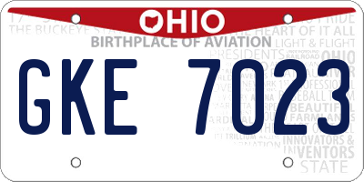 OH license plate GKE7023