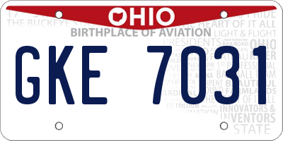 OH license plate GKE7031
