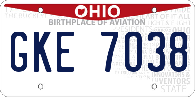 OH license plate GKE7038