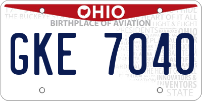 OH license plate GKE7040