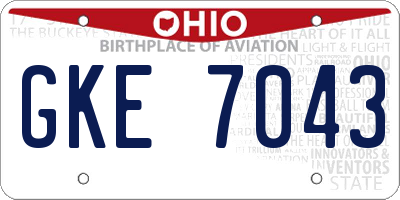 OH license plate GKE7043