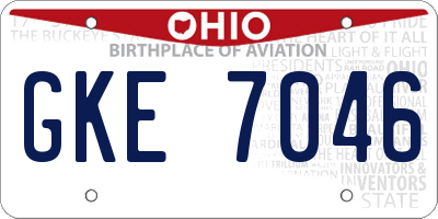 OH license plate GKE7046