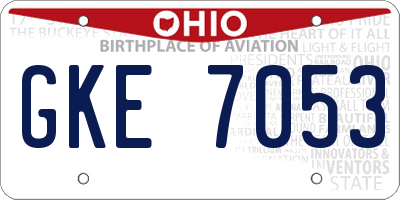 OH license plate GKE7053