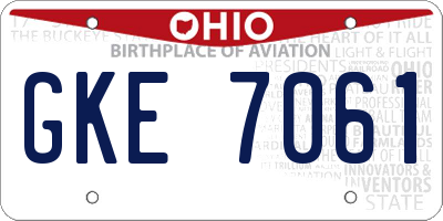 OH license plate GKE7061