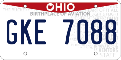 OH license plate GKE7088