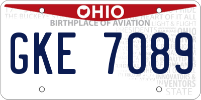 OH license plate GKE7089