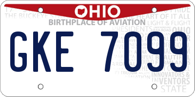 OH license plate GKE7099