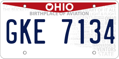 OH license plate GKE7134