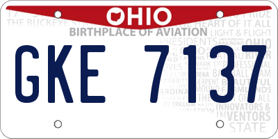 OH license plate GKE7137